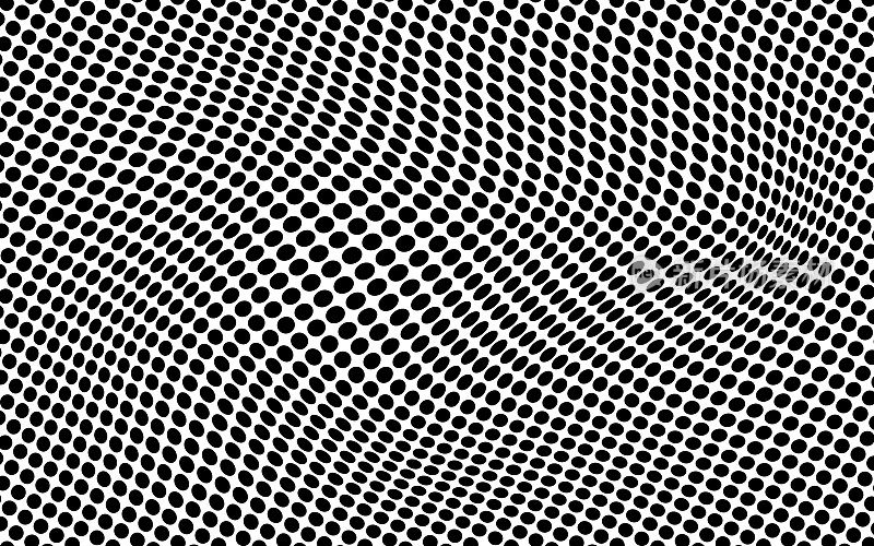 Abstract Dotted Background Wave Pattern In White And Black Color